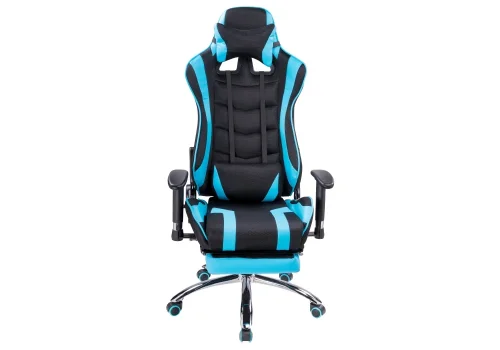 Кресло игровое Kano 1 light blue / black 11909 Woodville, голубой/искусственная кожа ткань, ножки/металл/хром, размеры - *1370***660*700 фото 3