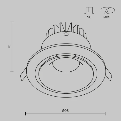 Светильник точечный LED Yin DL031-L12W4K-D-B Maytoni чёрный на 1 лампу, основание чёрное в стиле хай-тек современный фото 9