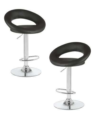 Стул барный набор 2 шт. SET-2 5001-LM MIRA , цвет сиденья черный, цвет основания хром Dobrin, /экокожа, ножки/металл/хром, размеры - 790*1020***535*470