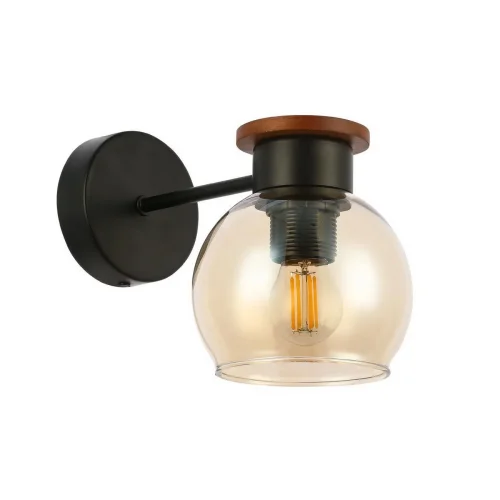 Бра Rasco SLE108101-01 Evoluce прозрачный янтарный на 1 лампа, основание чёрное в стиле скандинавский  фото 2