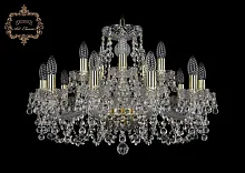 Люстра подвесная хрустальная 11.26.10+5.220.Gd.B Bohemia Art Classic прозрачная на 15 ламп, основание золотое в стиле классика 
