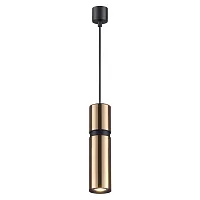 Светильник подвесной Afra 4744/5L Odeon Light чёрный золотой на 1 лампу, основание чёрное в стиле современный хай-тек трубочки
