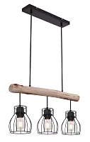 Светильник подвесной лофт Mina 15326-3N Globo чёрный 3 лампы, основание чёрное в стиле лофт 
