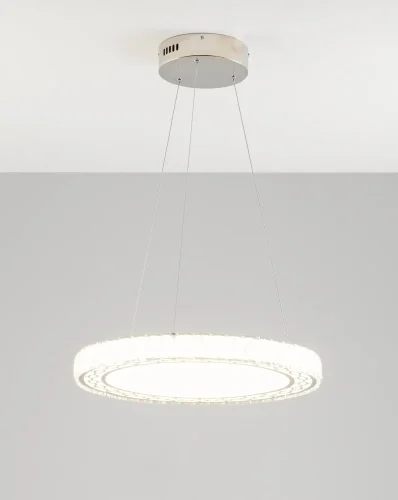 Светильник подвесной LED Ice V1600-PL Moderli прозрачный 1 лампа, основание хром в стиле хай-тек кольца