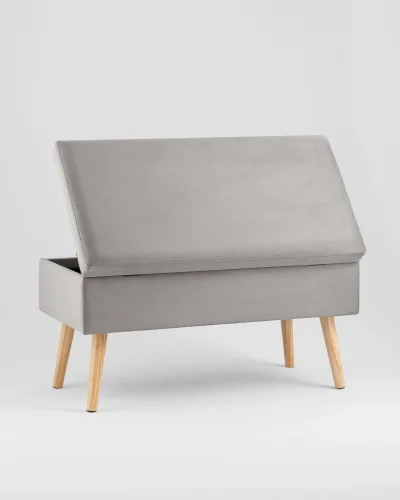 Банкетка Сторми с ящиком, велюр серый УТ000041747 Stool Group на 1 , основание в стиле современный фото 4