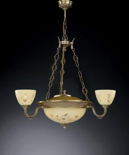 Люстра подвесная  L 6258/3+3 Reccagni Angelo жёлтая на 6 ламп, основание античное бронза в стиле классический 