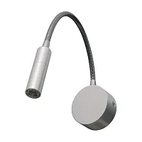 Бра с выключателем LED Omega 200134 Lightstar никель на 1 лампу, основание никель в стиле минимализм хай-тек современный гибкая ножка для чтения