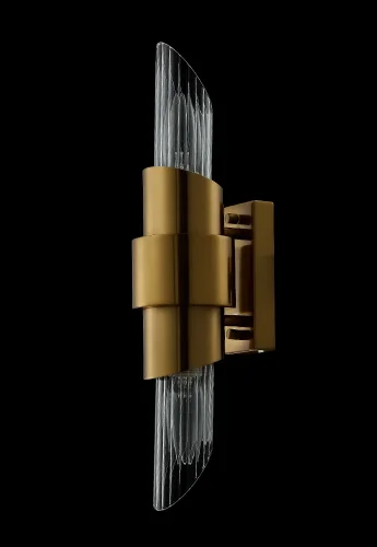 Бра JUSTO AP2 BRASS Crystal Lux прозрачный на 2 лампы, основание бронзовое в стиле современный фото 2