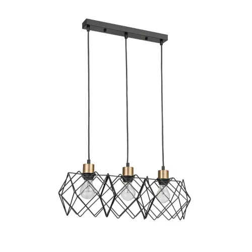 Светильник подвесной Scheletro VL6392P03 Vele Luce чёрный на 3 лампы, основание чёрное в стиле лофт фото 2