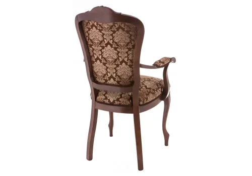 Деревянный стул Руджеро с мягкими подлокотниками орех / шоколад 318605 Woodville, шоколад/ткань, ножки/массив бука дерево/орех, размеры - ****580*560 фото 5