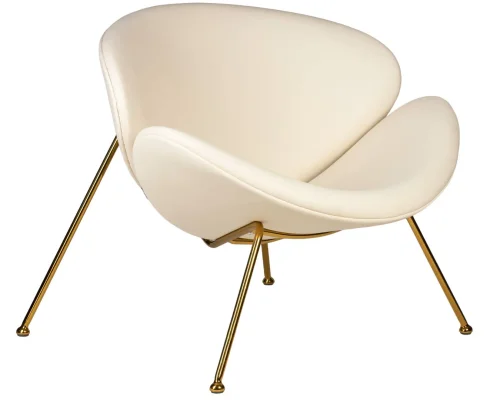 Кресло дизайнерское 72-LMO EMILY, цвет сиденья белый YP17, цвет основания золотой Dobrin, белый/винил, ножки/металл/золотой, размеры - ****810*780 фото 2