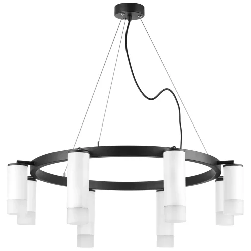 Люстра подвесная Rullo LR0188643641 Lightstar белая на 8 ламп, основание чёрное в стиле хай-тек 