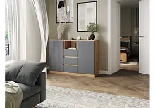 Комод Маллоу-2 дуб вотан / графит софт 563536 Woodville столешница из 