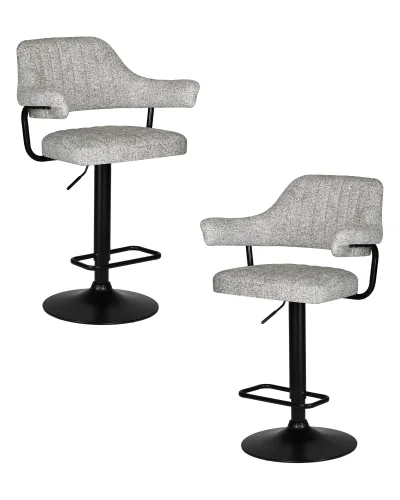 Стул барный набор 2 шт. SET-2 5019_BlackBase-LM CHARLY BLACK, цвет сиденья светло-серый твид (LEO04), цвет основания черный Dobrin, /твид, ножки/металл/чёрный, размеры - 990*1200***610*540 Стул барный набор 2 шт. SET-2 5019_BlackBase-LM CHARLY BLACK, цвет сиденья светло-серый твид (LEO04), цвет основания черный Dobrin, /твид, ножки/металл/чёрный, размеры - 990*1200***610*540