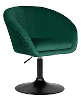 Кресло дизайнерское  8600_BlackBase-LM EDISON BLACK, цвет сиденья зеленый велюр (1922-9), цвет основания черный Dobrin, зелёный/велюр, ножки/металл/чёрный, размеры - 750*900***600*570