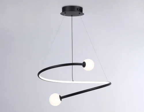 Светильник подвесной LED с пультом FL66293 Ambrella light чёрный 1 лампа, основание чёрное в стиле современный хай-тек шар фото 2