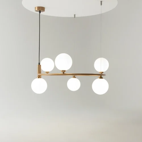 Люстра подвесная Ring MOD013PL-06BS1 Maytoni белая на 6 ламп, основание латунь в стиле современный шар фото 10