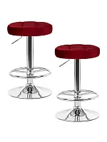 Табурет барный набор 2 шт. SET-2 5008-LM BRUNO, цвет сиденья бордовый велюр (MJ9-43), цвет основания хром Dobrin, /велюр, ножки/металл/хром, размеры - 610*830***360*360