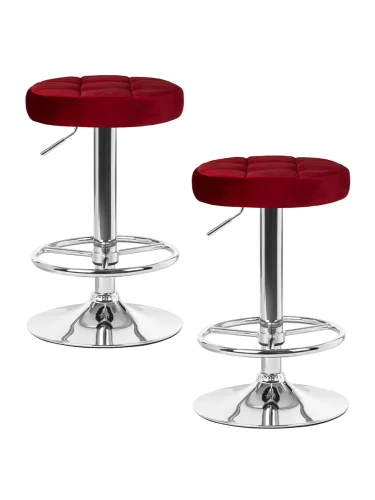 Табурет барный набор 2 шт. SET-2 5008-LM BRUNO, цвет сиденья бордовый велюр (MJ9-43), цвет основания хром Dobrin, /велюр, ножки/металл/хром, размеры - 610*830***360*360