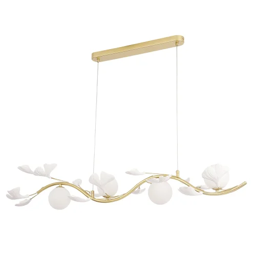 Светильник подвесной COLIBRI SP4 GOLD Crystal Lux белый на 4 лампы, основание золотое в стиле флористика шар фото 3