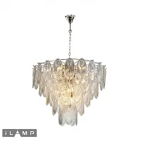 Люстра подвесная Gramercy P2548-18 NIC iLamp прозрачная на 18 ламп, основание никель в стиле современный арт-деко флористика флористика