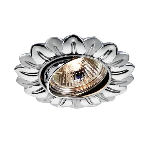 Светильник точечный поворотный GX5.3 FLOWER 369821 Novotech серый хром серебряный на 1 лампу, основание хром серое в стиле классический 