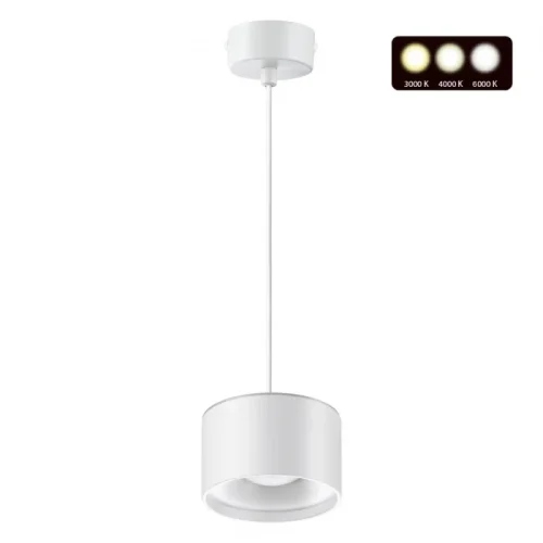 Светильник подвесной LED с переключателем цветовой температуры Giro 358967 Novotech белый на 1 лампу, основание белое в стиле современный хай-тек 