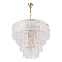 Люстра подвесная RICARDO SP14 BRASS Crystal Lux прозрачная на 14 ламп, основание бронзовое в стиле классический 