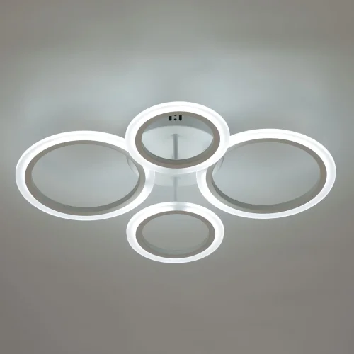 Люстра потолочная LED с пультом Мадлен 424013404 DeMarkt белая на 1 лампа, основание белое в стиле хай-тек с пультом кольца фото 4