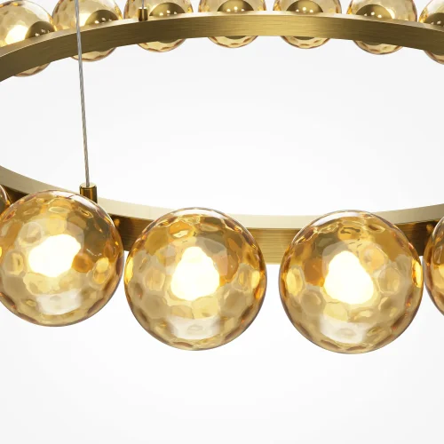 Люстра подвесная LED Ambre MOD331PL-L42BS3K Maytoni янтарная на 1 лампу, основание латунь в стиле современный молекула шар фото 4