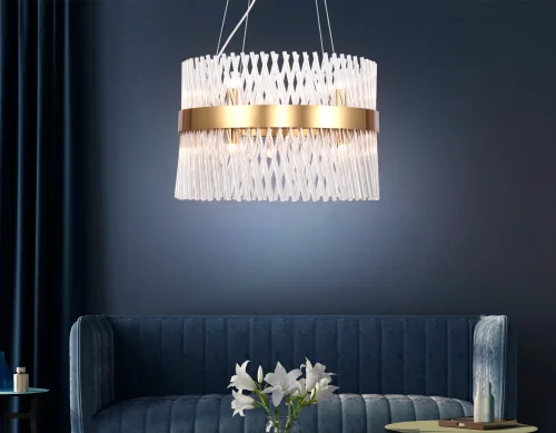Люстра подвесная Traditional TR5359 Ambrella light прозрачная на 10 ламп, основание золотое в стиле классический  фото 7