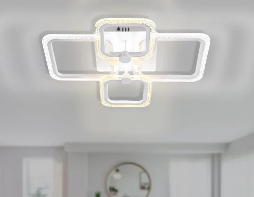Люстра потолочная LED с пультом FA5309 Ambrella light белая на 1 лампа, основание белое в стиле классический современный с пультом квадраты фото 3