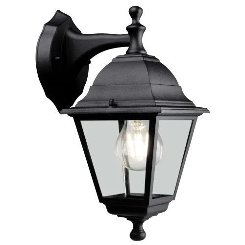 Настенный светильник Abbey Road O003WL-01B Maytoni уличный IP44 чёрный 1 лампа, плафон прозрачный в стиле современный E27