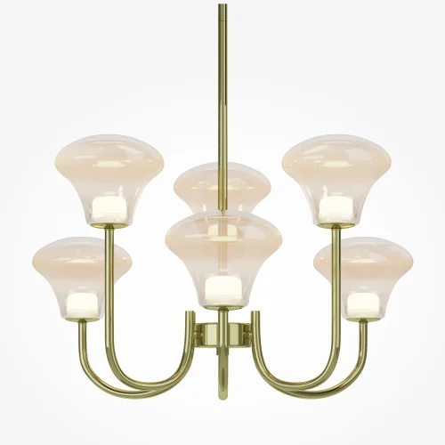 Светильник подвесной LED Dynasty MOD402PL-L20BS3K Maytoni янтарный на 6 ламп, основание латунь в стиле современный арт-деко фото 5