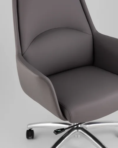 Кресло руководителя TopChairs Viking NEW, серое УТ000039424 Stool Group, серый/экокожа, ножки/металл/хром, размеры - *1250**** фото 9