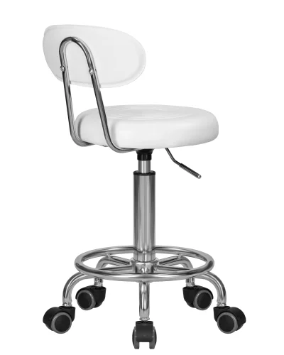 Табурет мастера DOBRIN BILLY (белый) цвет сиденья белый, цвет основания хромированная сталь Dobrin, белый/экокожа, ножки/металл/, размеры - 690*850**** фото 4 Табурет мастера DOBRIN BILLY (белый) цвет сиденья белый, цвет основания хромированная сталь Dobrin, белый/экокожа, ножки/металл/, размеры - 690*850**** фото 4