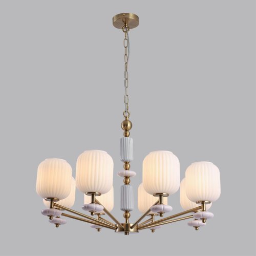 Люстра подвесная Alegra 8334/8 Lumion белая на 8 ламп, основание бронзовое в стиле классический фото 5