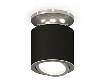 Светильник накладной XS7402081 Ambrella light чёрный 1 лампа, основание серебряное в стиле хай-тек современный круглый