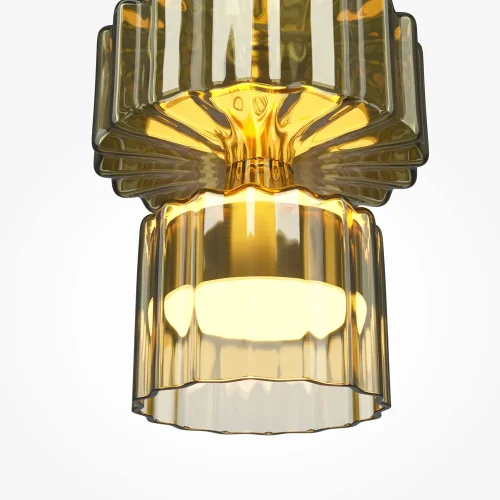 Светильник подвесной LED Level MOD253PL-L18BS3K2 Maytoni янтарный на 1 лампу, основание латунь в стиле современный арт-деко выдувное фото 2