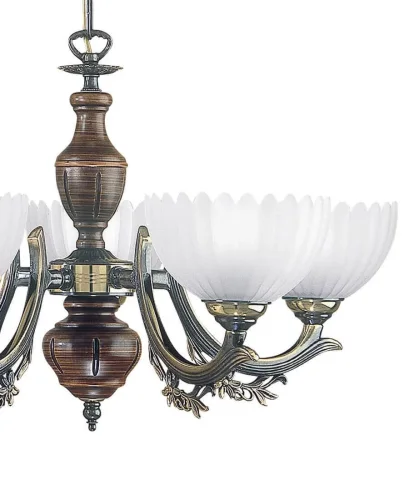 Люстра подвесная  L 2805/5 Reccagni Angelo белая на 5 ламп, основание бронзовое коричневое в стиле кантри классический  фото 2