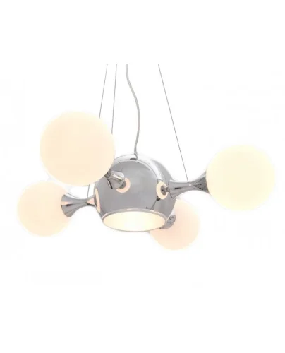 Светильник подвесной Boategga LDP 081018-5 Lumina Deco белый хром на 4 лампы, основание хром в стиле современный шар