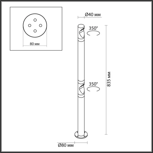 Парковый светильник LED Bamboo 7021/6FL Odeon Light уличный IP65 чёрный на 1 лампу, плафон чёрный в стиле хай-тек минимализм LED фото 2
