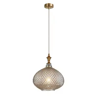 Светильник подвесной Cupola 2180-1P Favourite прозрачный янтарный 1 лампа, основание латунь в стиле современный выдувное