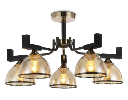 Люстра потолочная TR9099 Ambrella light янтарная на 5 ламп, основание золотое чёрное в стиле классический современный 
