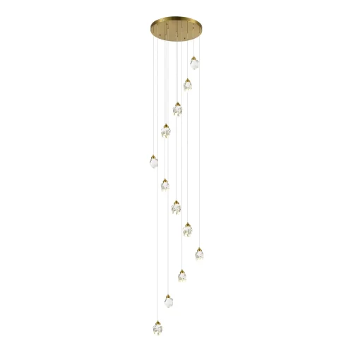 Светильник подвесной LED Cascato SL6114.203.12 ST-Luce прозрачный 12 ламп, основание золотое в стиле современный каскад