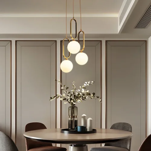 Светильник подвесной VITAL TRIO 212507-23 ImperiumLoft белый на 3 лампы, основание латунь в стиле современный фото 6