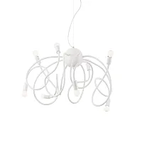 Люстра подвесная MULTIFLEX SP8 BIANCO Ideal Lux белая без плафона на 8 ламп, основание белое в стиле современный 