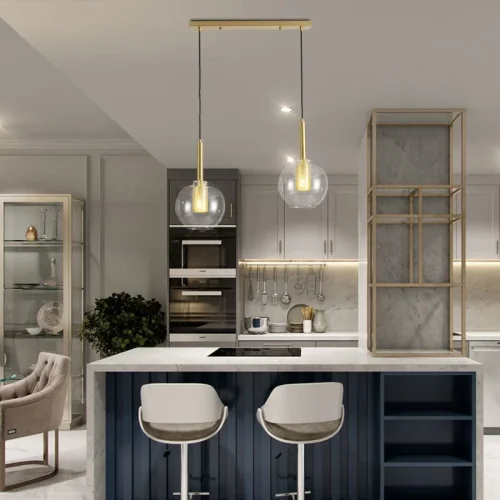 Светильник подвесной JUST 3 диск 179618-26 ImperiumLoft прозрачный на 3 лампы, основание золотое в стиле современный фото 3