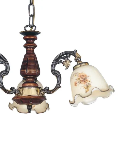 Люстра подвесная  L 965/3 DEC Reccagni Angelo бежевая на 3 лампы, основание коричневое бронзовое в стиле классический кантри выдувное фото 3