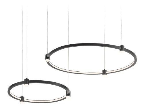 Люстра подвесная LED FL5525 Ambrella light чёрная на 1 лампу, основание чёрное в стиле хай-тек современный кольца фото 2